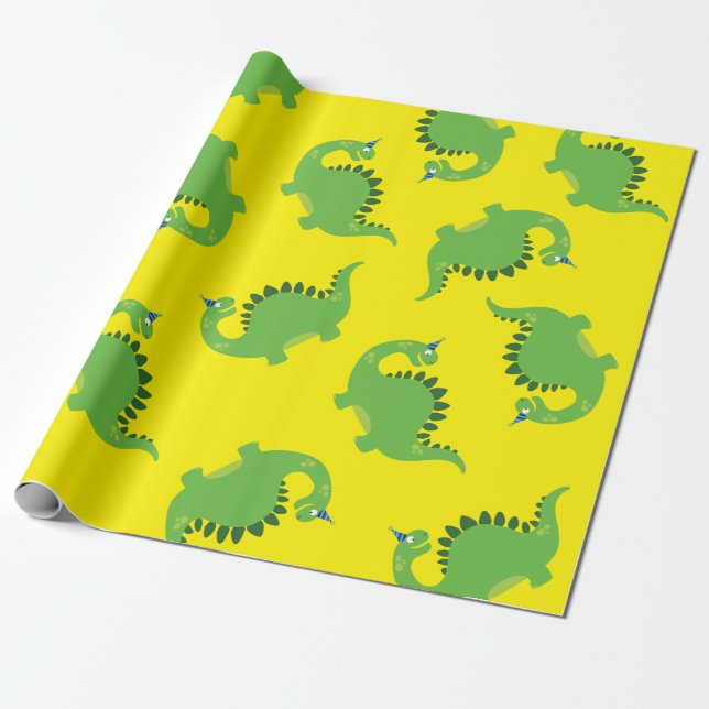 Papel De Regalo cumpleaños de Dinosaur PArty (Desenrollado)