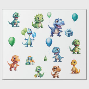 Papel de Regalo Cumpleaños de Dinosaurio
