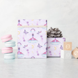 Papel De Regalo Cumpleaños de dinosaurio de niñas rosadas lindas