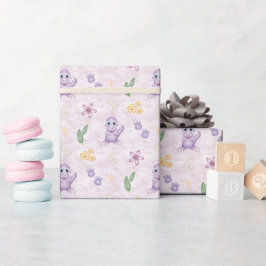 Papel De Regalo Cumpleaños de Dinosaurio Dino Morado Femenino Lind