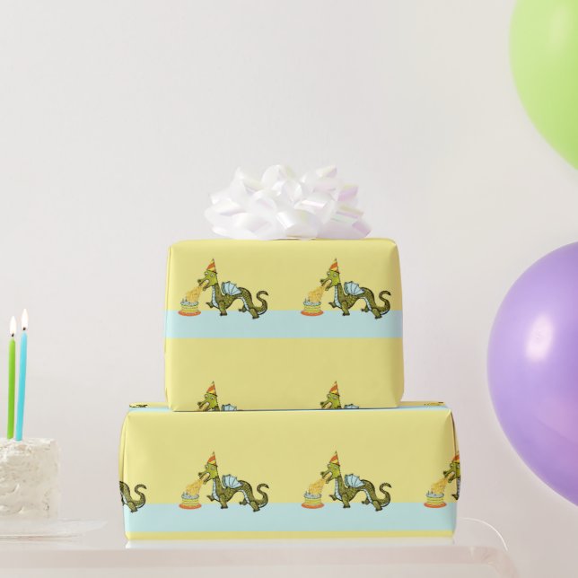 Papel De Regalo Cumpleaños de Dragón Adorable (Regalos de fiesta)