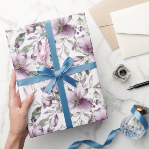 Papel De Regalo Cumpleaños de ducha de novia floral púrpura su bod