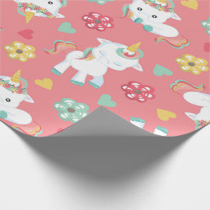Papel De Regalo Cumpleaños de flores corazones patrón de bebé unic