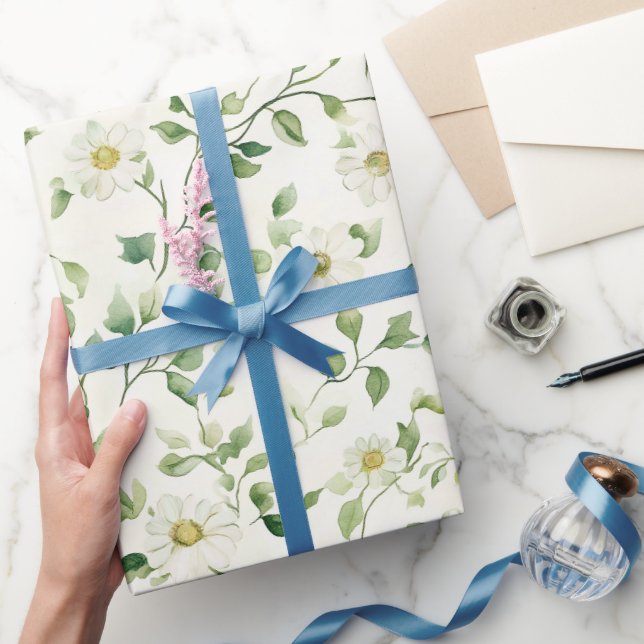 Papel De Regalo Cumpleaños de Flores de Margarita Blanca (Regalar)