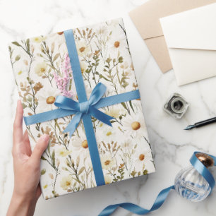 Papel De Regalo Cumpleaños de flores de margarita blancas bonitas