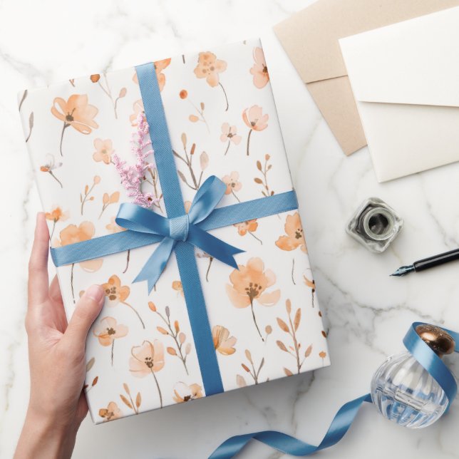 Papel De Regalo Cumpleaños de Flores de Melocotón (Regalar)
