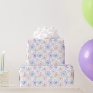 Papel De Regalo Cumpleaños de flores femeninas rosa azul púrpura