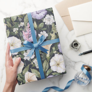 Papel De Regalo Cumpleaños de flores rosadas crema lavanda púrpura