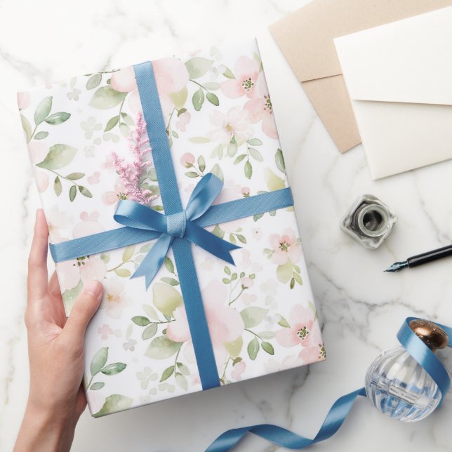 Papel De Regalo Cumpleaños de Flores Rosadas Lindas (Regalar)