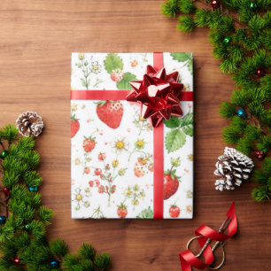 Papel De Regalo Cumpleaños de Fresa Roja para Niñas