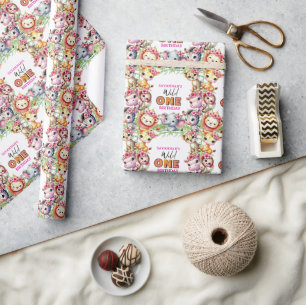 Papel De Regalo Cumpleaños de Girl Wild One Jungle Safari