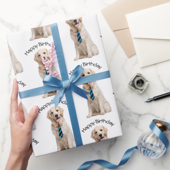 Papel De Regalo Cumpleaños de Golden Retriever (Regalar)