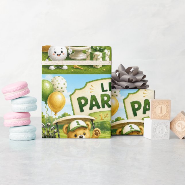 Papel De Regalo Cumpleaños de Golf 1er año   Vamos a Par-Tee  (Baby Shower)