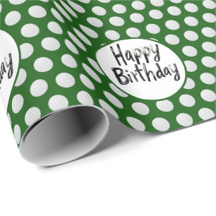 Papel De Regalo Cumpleaños de golf con bolas de golf en verde