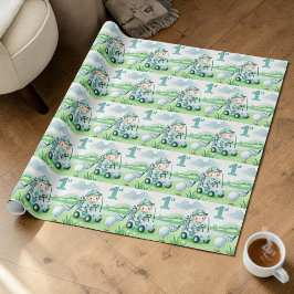 Papel De Regalo Cumpleaños de Golf Niño de 1 año Acuarela