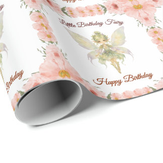 Papel De Regalo Cumpleaños de hadita floral acuarela
