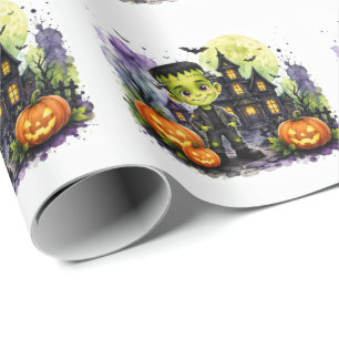 Papel De Regalo Cumpleaños de Halloween del niño Frankenstein lind