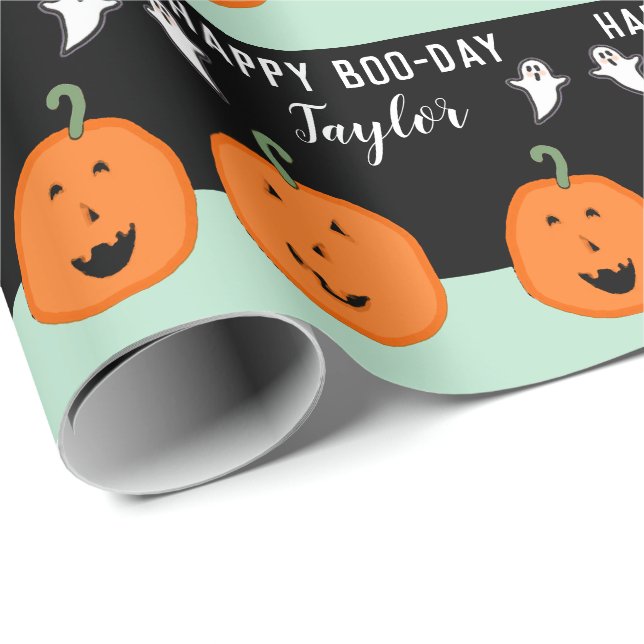 Papel De Regalo Cumpleaños de Halloween personalizado (Esquina del rollo)