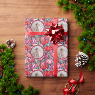 Papel De Regalo Cumpleaños de hija con tulipanes personalizados in