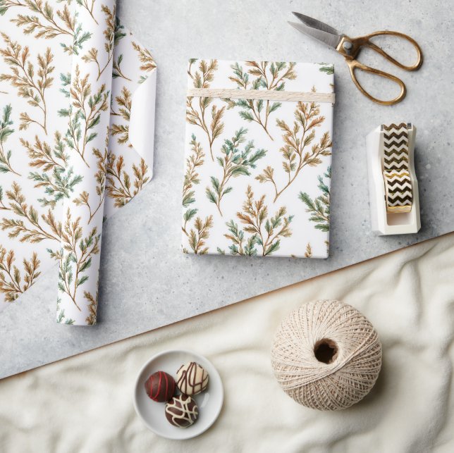 Papel De Regalo Cumpleaños de Hojas Marrones Verdes (Artesanía)