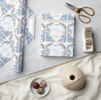 Papel De Regalo Cumpleaños de invierno Onederland del primer cumpl