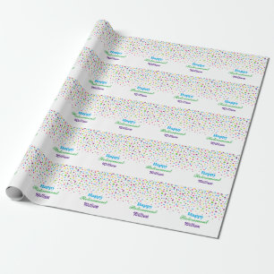 Papel De Regalo Cumpleaños de Jubilación Feliz Confeti Colorido Li
