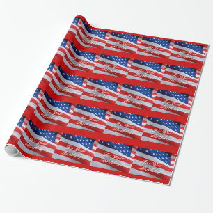 Papel De Regalo Cumpleaños de la bandera americana, abrigo de