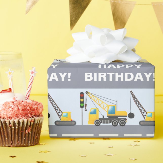 Papel De Regalo Cumpleaños de la camioneta de construcción infanti (Fiesta de cumpleaños )