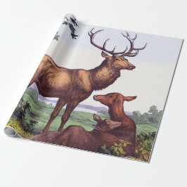 Papel De Regalo Cumpleaños de la familia Deer Vintage