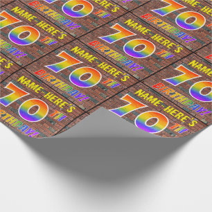 Papel De Regalo ¡CUMPLEAÑOS de la mirada del arco iris de la