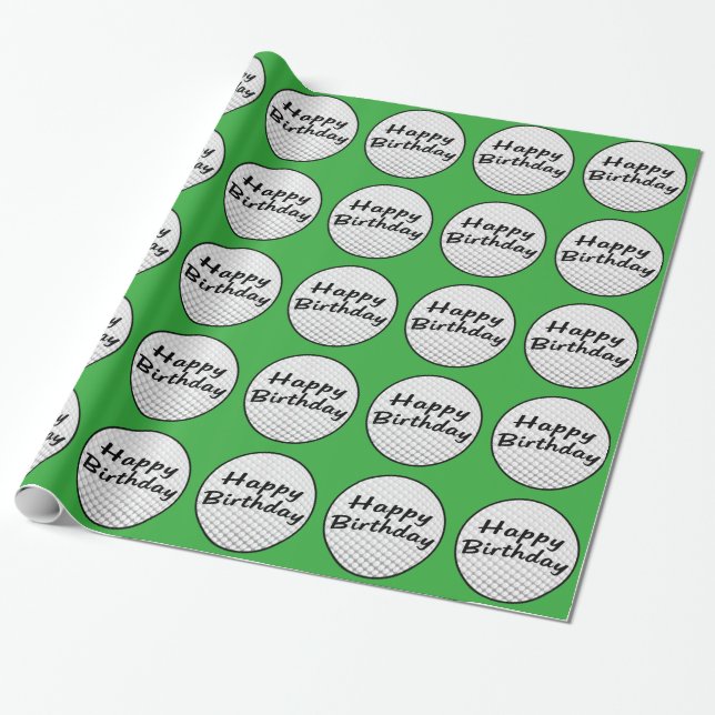 Papel De Regalo Cumpleaños de la pelota de golf feliz (Desenrollado)