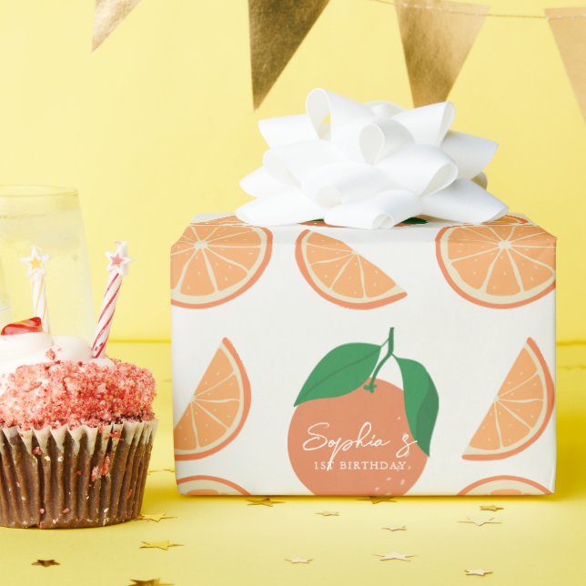 Papel De Regalo Cumpleaños de la Pequeña Naranja Moderna (Fiesta de cumpleaños )