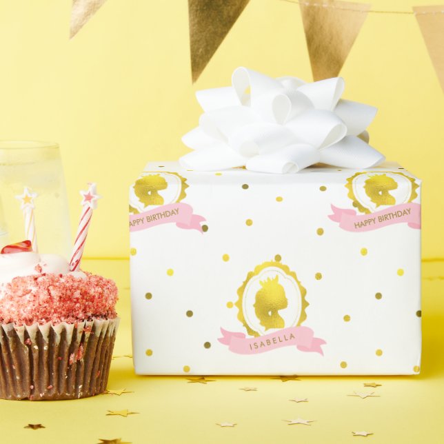 Papel De Regalo Cumpleaños de la Princesa Cameo Rosa (Fiesta de cumpleaños )