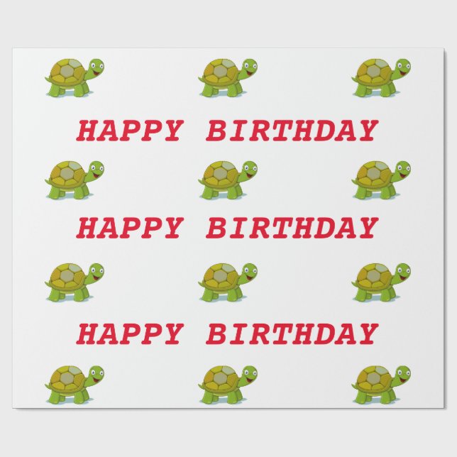 Papel De Regalo Cumpleaños de la tortuga (Superficie plana)