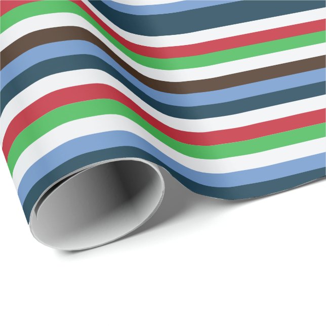 Papel De Regalo Cumpleaños de las franjas coloridas (Esquina del rollo)