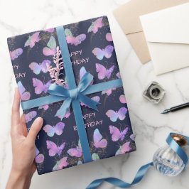 Papel De Regalo Cumpleaños de las mariposas brillantes