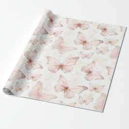 Papel De Regalo Cumpleaños de las mariposas rosadas de bonito