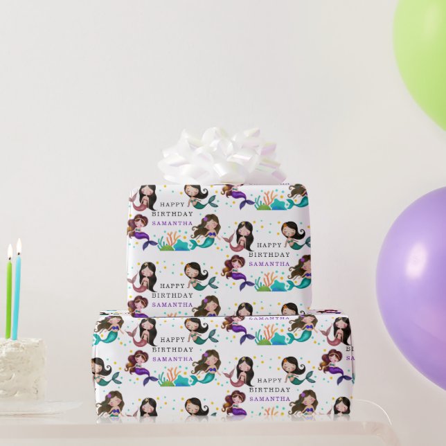 Papel De Regalo Cumpleaños de las sirenas bajo el mar Chicas bonit (Regalos de fiesta)