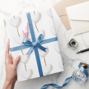 Papel De Regalo Cumpleaños de los corazones blancos de oro