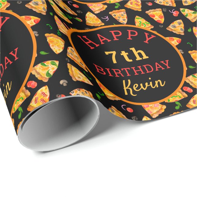 Papel De Regalo Cumpleaños de los Fiestas Pizza (Esquina del rollo)