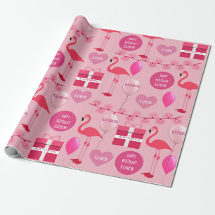 Papel De Regalo Cumpleaños de los flamencos personalizados