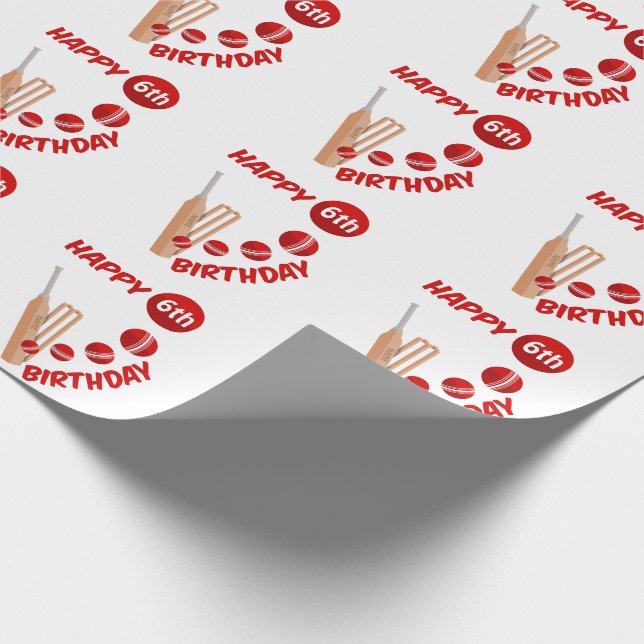 Papel De Regalo Cumpleaños de los niños de la pelota de críquet (Esquina)