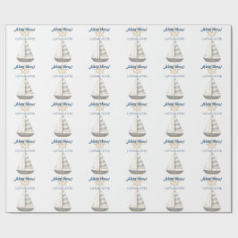Papel De Regalo Cumpleaños de los Niños Náuticos | Navy Blue & Whi