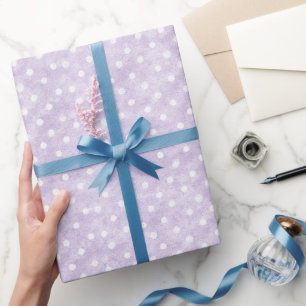 Papel De Regalo Cumpleaños de lunares blancos y lavanda
