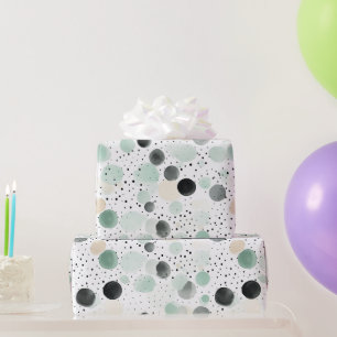 Papel De Regalo Cumpleaños de lunares de crema negra menta caprich