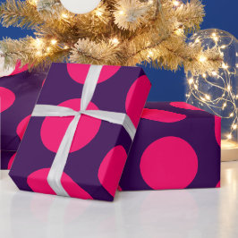Papel De Regalo cumpleaños de lunares rosa caliente y púrpura
