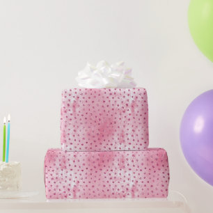 Papel De Regalo Cumpleaños de lunares rosados con brillo