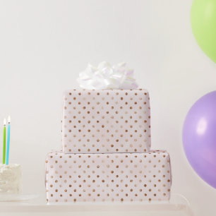 Papel De Regalo Cumpleaños de lunares rosados y bronceados femenin