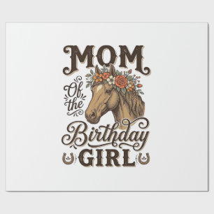 Papel De Regalo Cumpleaños de Mamá Floral Caballo Occidental Camis