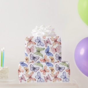 Papel De Regalo Cumpleaños de Mariposa Morada